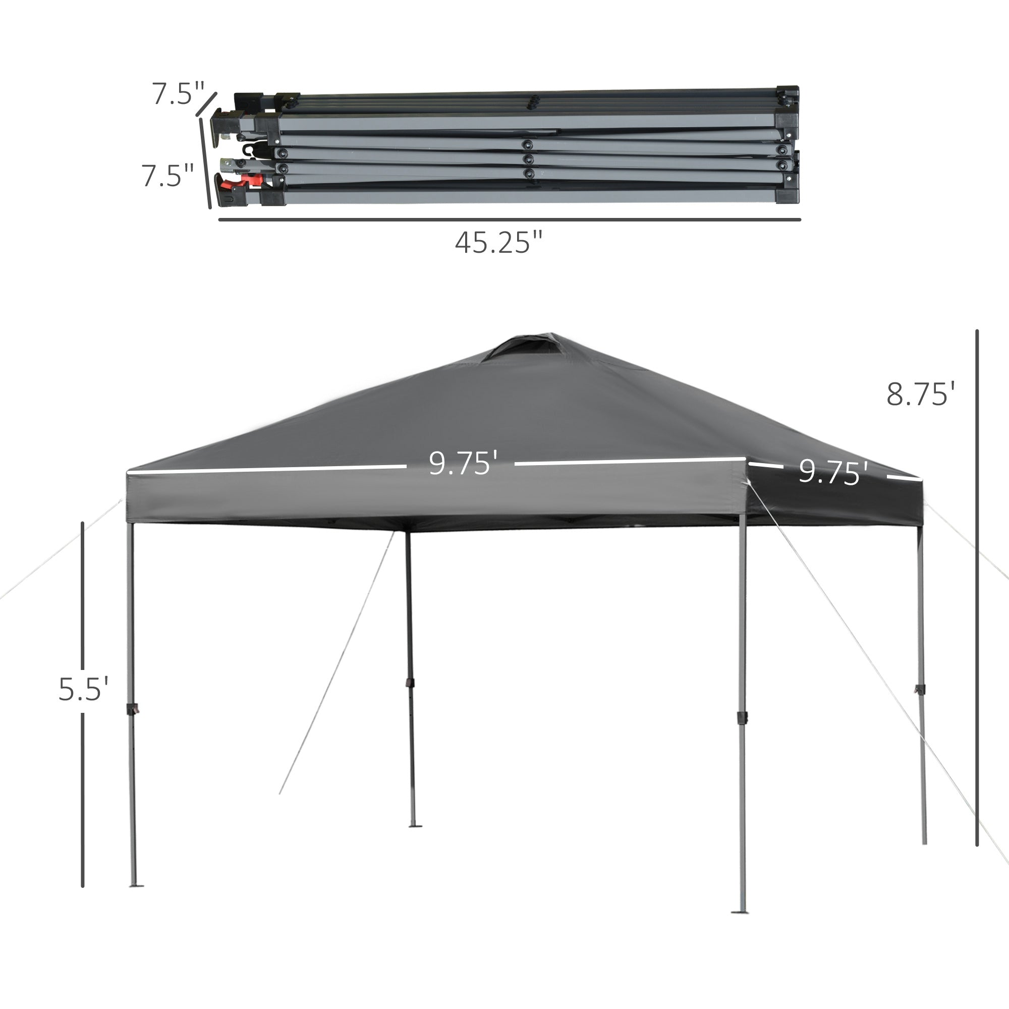 Outsunny 10' x 10' Outdoor Pop up Party Tent Canopy, Gray, Pop up Tent