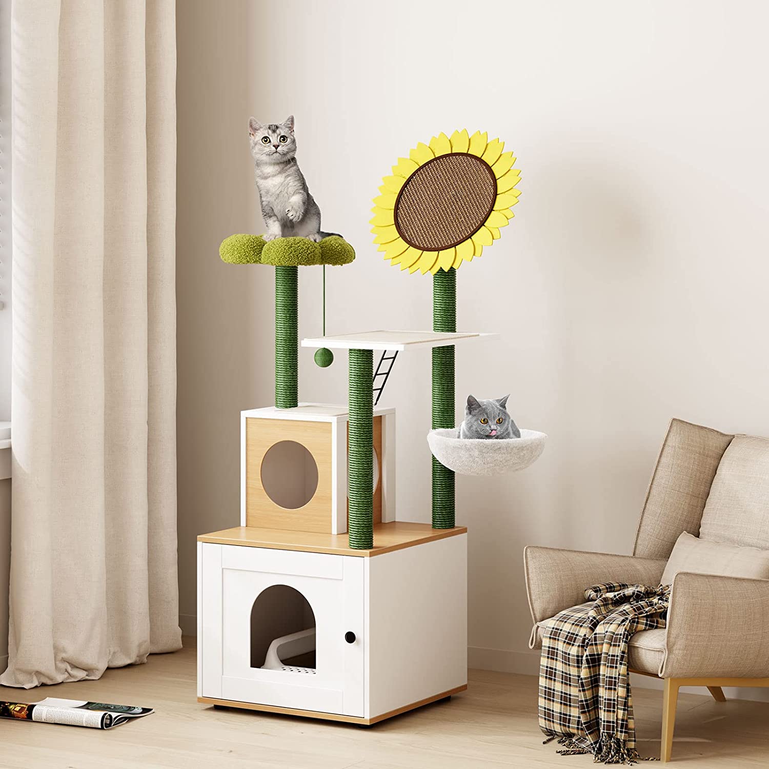 Soges Cat Tree with Cat Condo， 60