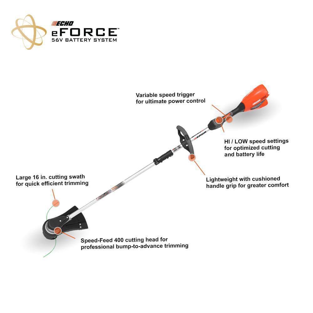 ECHO eFORCE 56-Volt Cordless Battery Lawn Mower and String Trimmer Combo Kit with 2 Batteries and 2 Chargers 2-Tool V-DABRAB