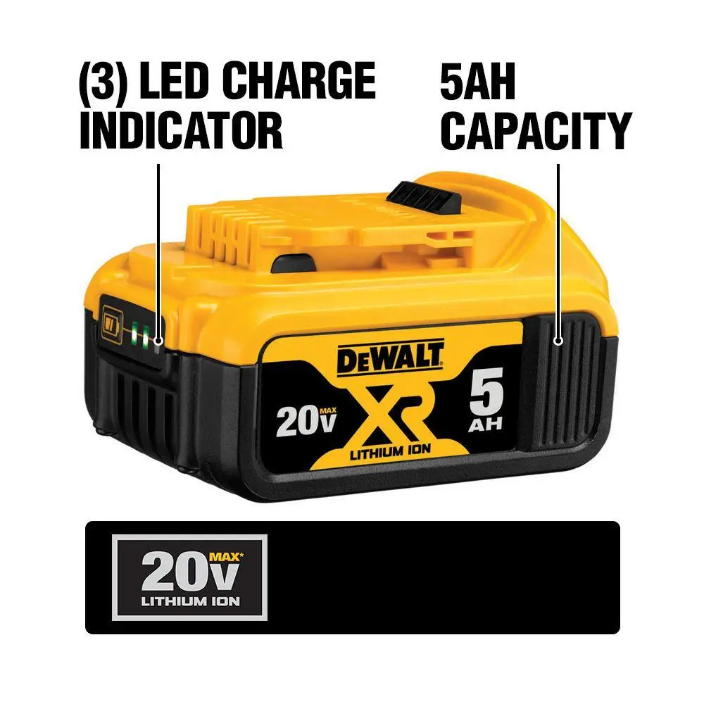 DEWALT 20V MAX XR Lithium-Ion Cordless Brushless 12 in. DrillDriver(1) 5.0Ah Battery (1) 4.0Ah Compact Battery and Charger DCD791P1WDCB240