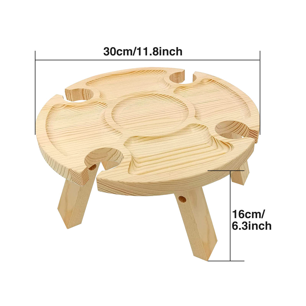Cechg 2 In 1 Beach Wooden Folding Portable Picnic Table Hiking With Wine Glass Holder