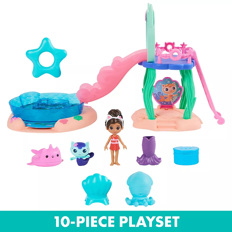 Spin Master Gabby’s Dollhouse Purr-ific Pool Playset with Gabby and MerCat Figures