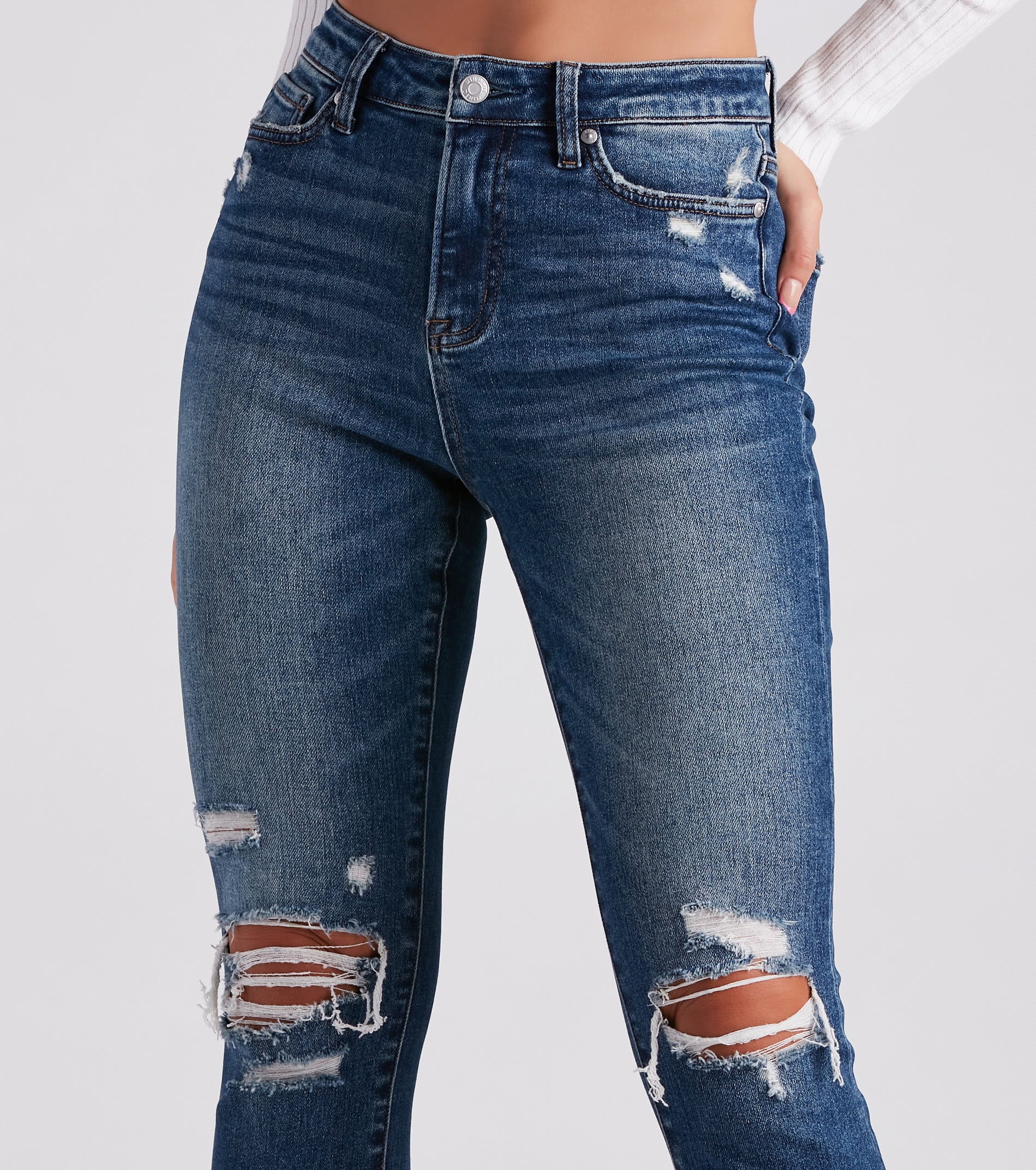 Taylor High-Rise Destructed Skinny Ankle Jeans by Windsor Denim
