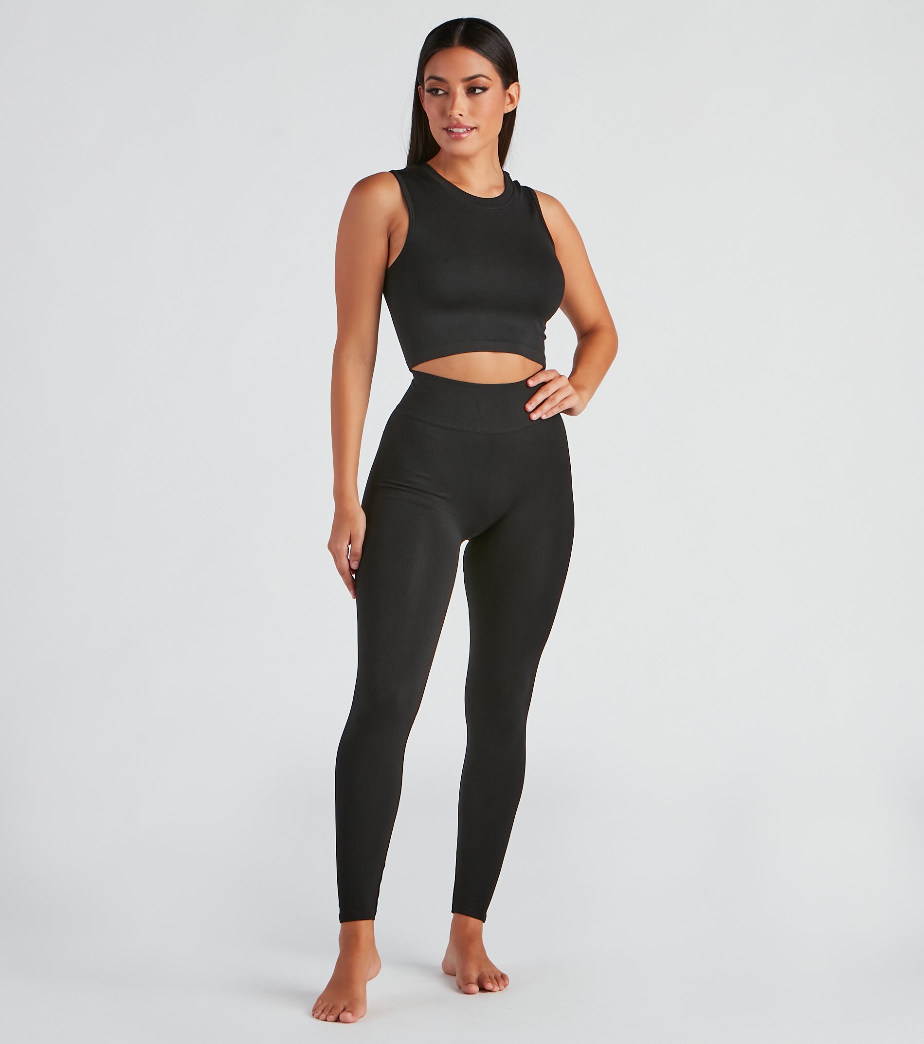 Smooth And Seamless Crop Top And Leggings Set