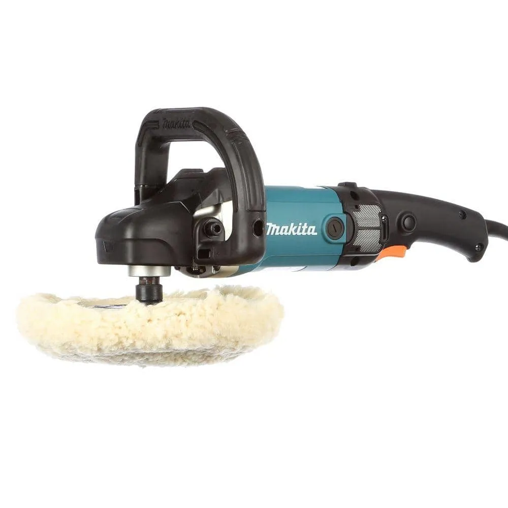 Makita 10 Amp 7 in. Corded 3,000 RPM Variable Speed Polisher with Side Handle, Wool Bonnet and 21 in. Contractor Bag 9237CX3