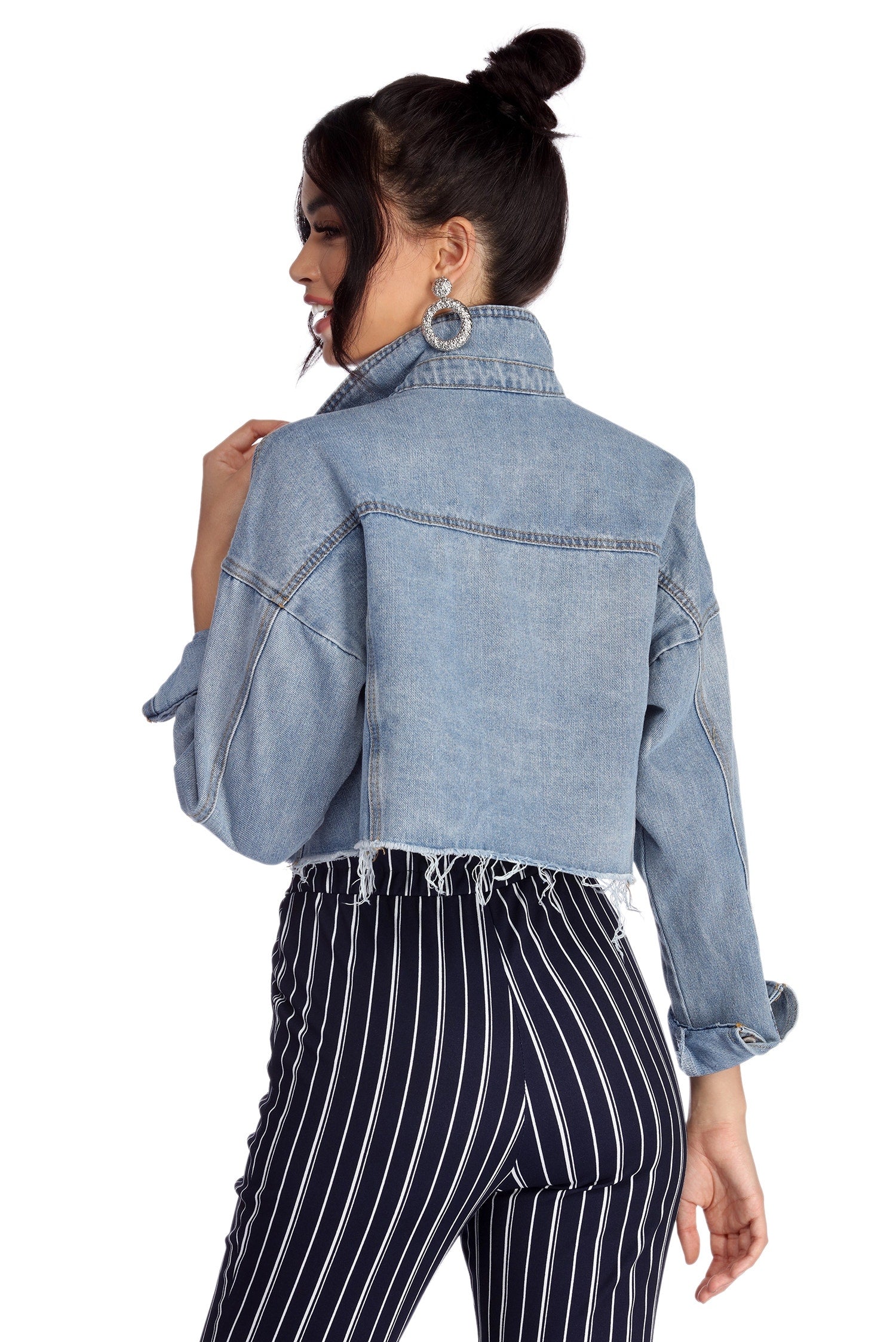 Just A Rumor Cropped Denim Jacket