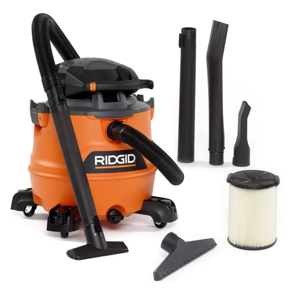 RIDGID 16 Gallon 6.5 Peak HP NXT Wet/Dry Shop Vacuum with Detachable Blower, Filter, Locking Hose and Accessories HD1600