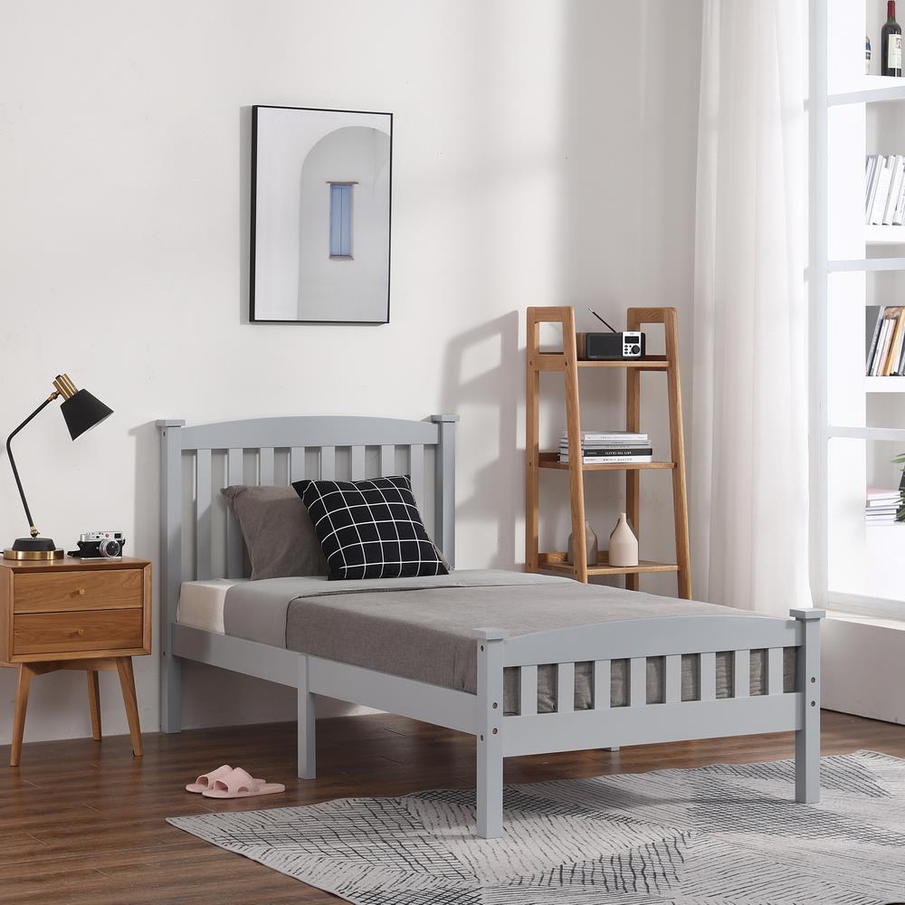 Winado Twin Bed Solid Pine Wooden Bed Wood Slats Suitable for Boys Girls Kids Bedroom Wooden Bed Frame Easy to Assemble Single Bed