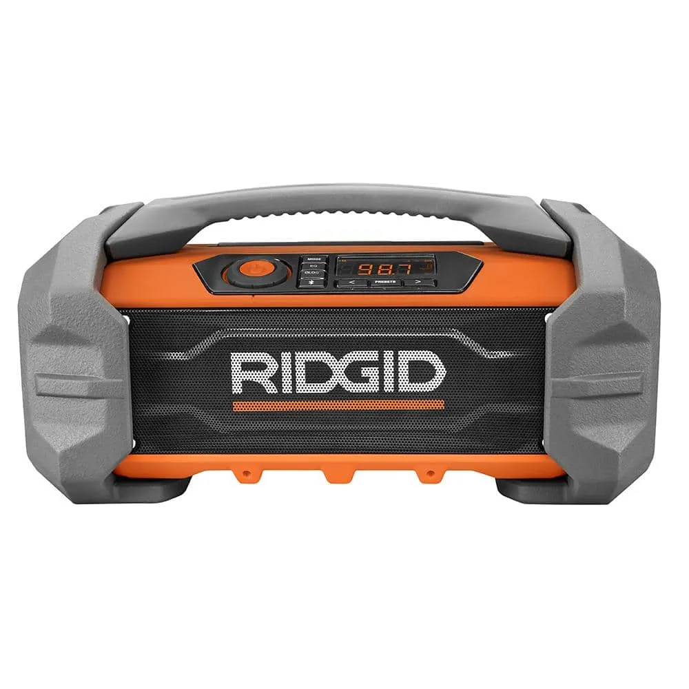 RIDGID 18V Hybrid Jobsite Radio with Bluetooth Wireless Technology with 18V Lithium-Ion 4.0 Ah Battery R84087-AC87004
