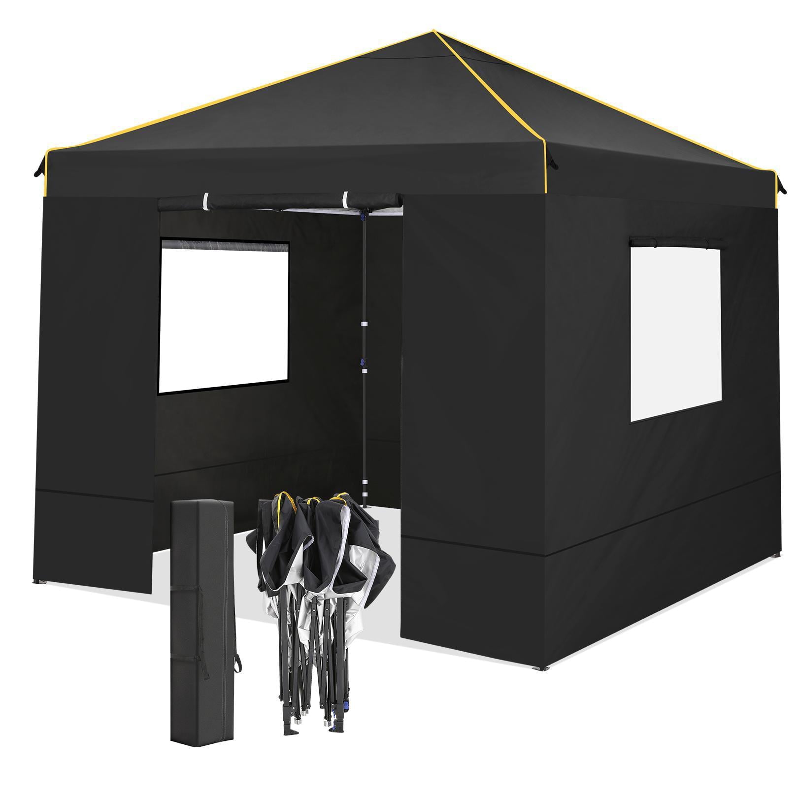 Likein 10x10 ft Pop Up Canopy Tent with 4 Removable Sidewalls, Commercial Instant Gazebo Tent, Outdoor Canopy Tents for Party/Exhibition/Picnic with Carry Bag, Clearance - Black