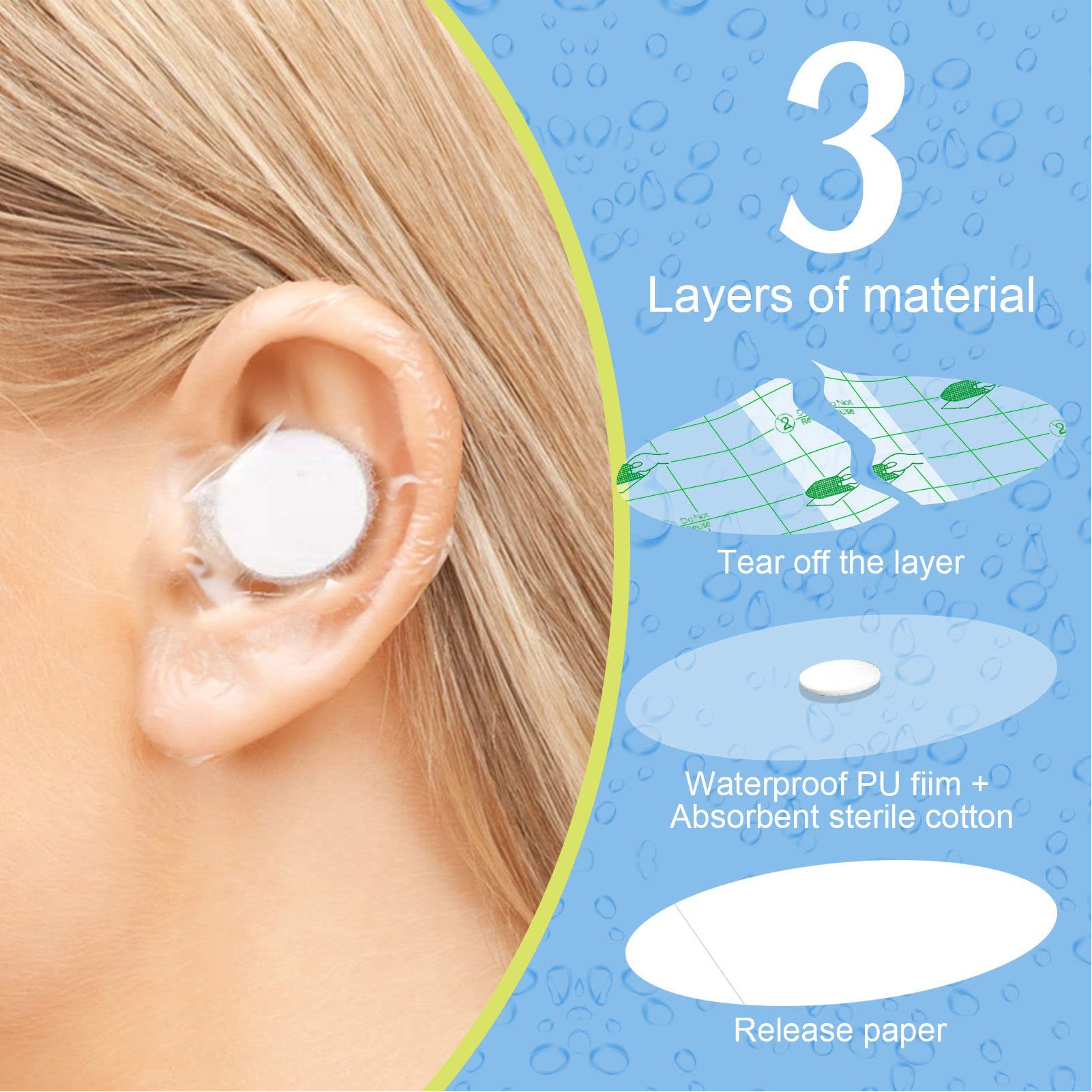🔥Fall 50% Off Sale This Weekend Only🔥Waterproof Ear Stickers For Children Bathing And Swimming Ear Protectors 60PCS