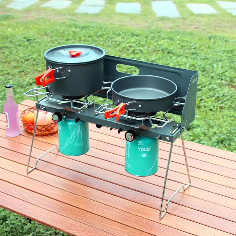2 burners portable smart commercial outdoor camping bbq butane picnic gas stove