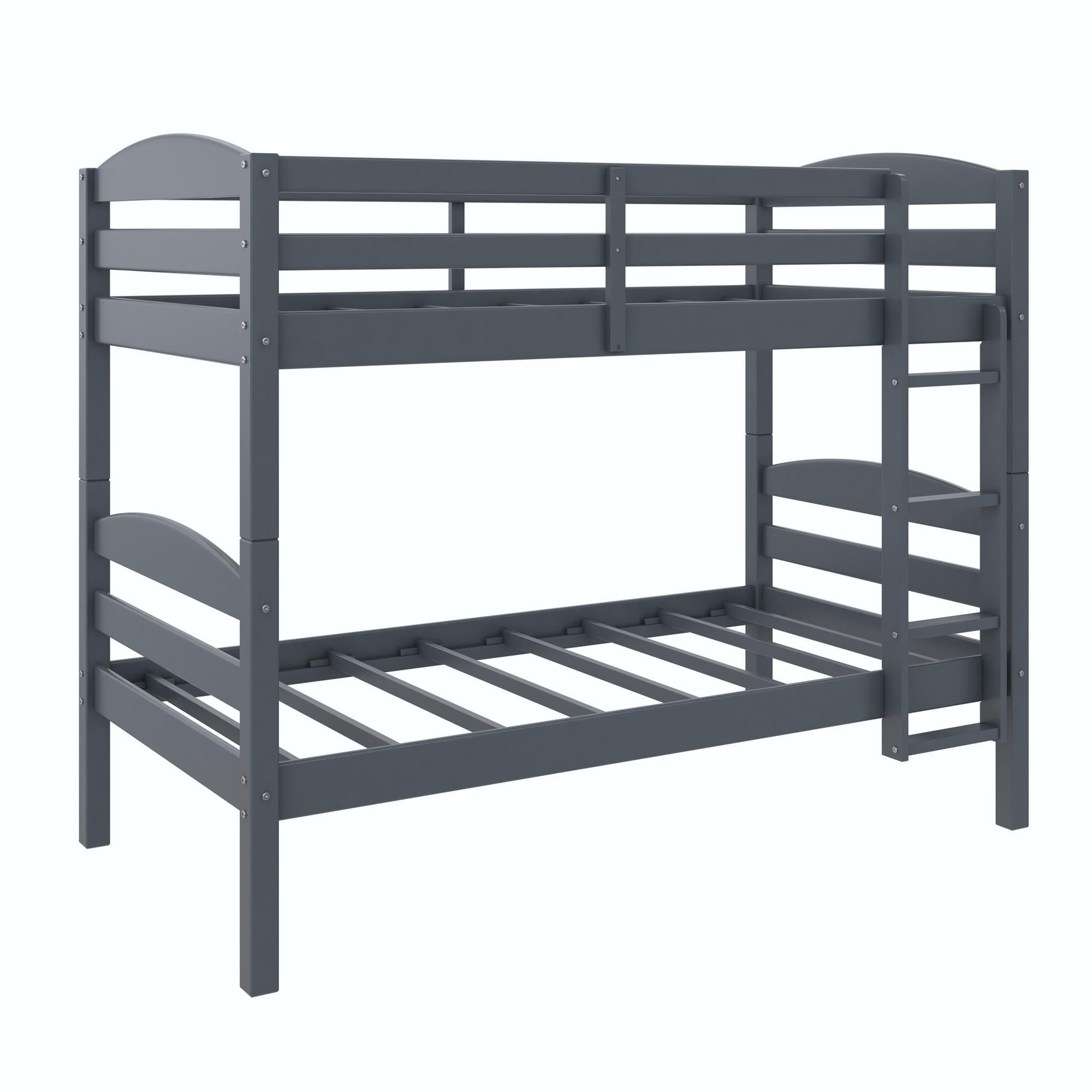 Better Homes & Gardens Leighton Solid Wood Twin-over-Twin Convertible Bunk Bed, Gray