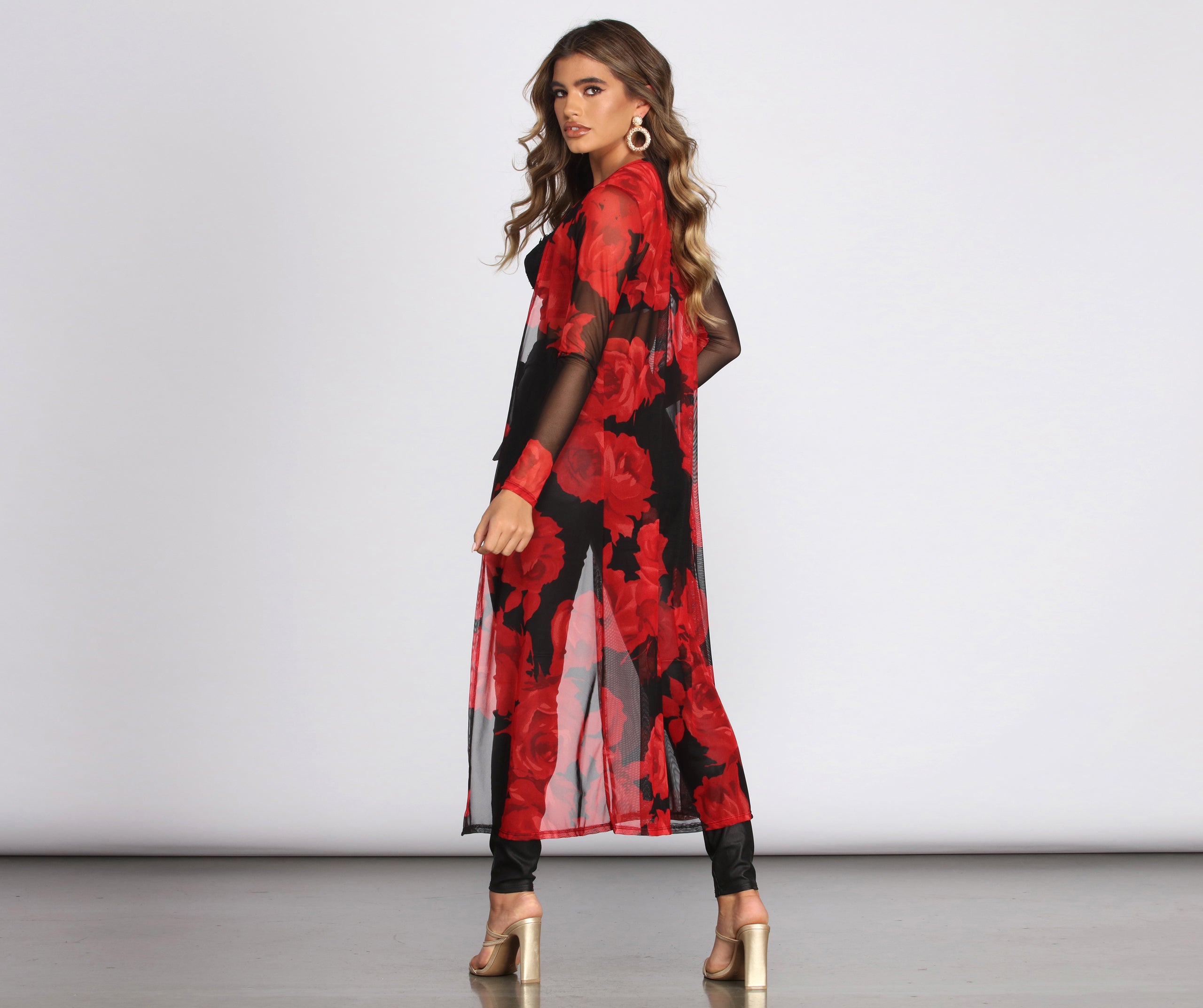Sheer & There Mesh Floral Duster