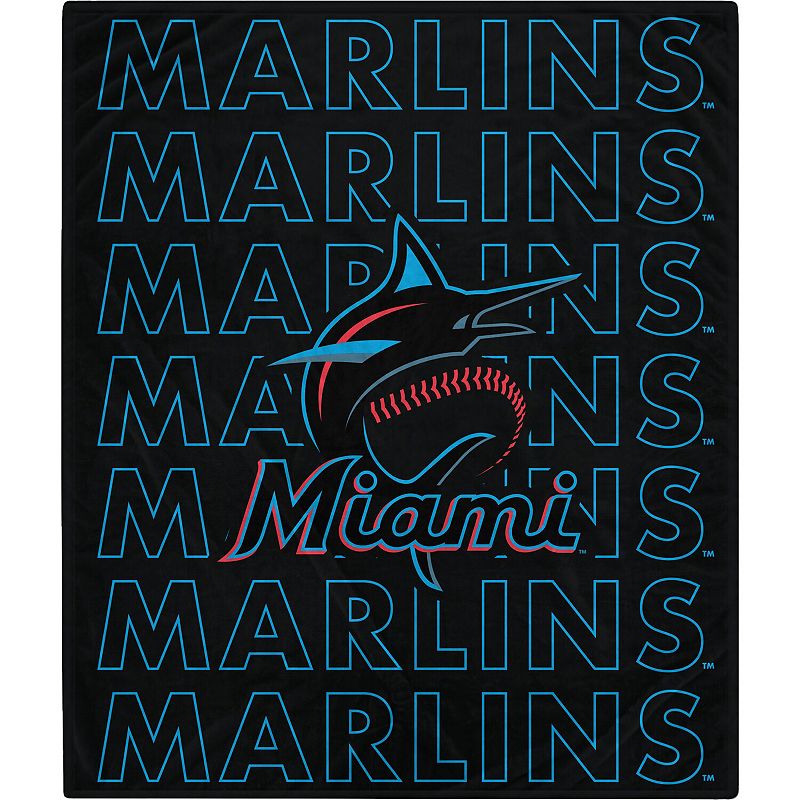 Miami Marlins 60 x 70 Echo Wordmark Plush Blanket