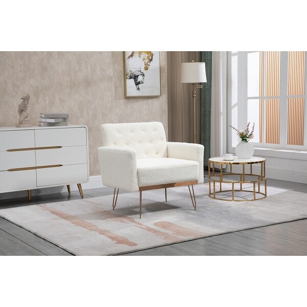 Accent Chair Leisure Single Sofa Chair with Rose Golden Feet Upholstered Side Chair Arm Club Leisure Reading Chair