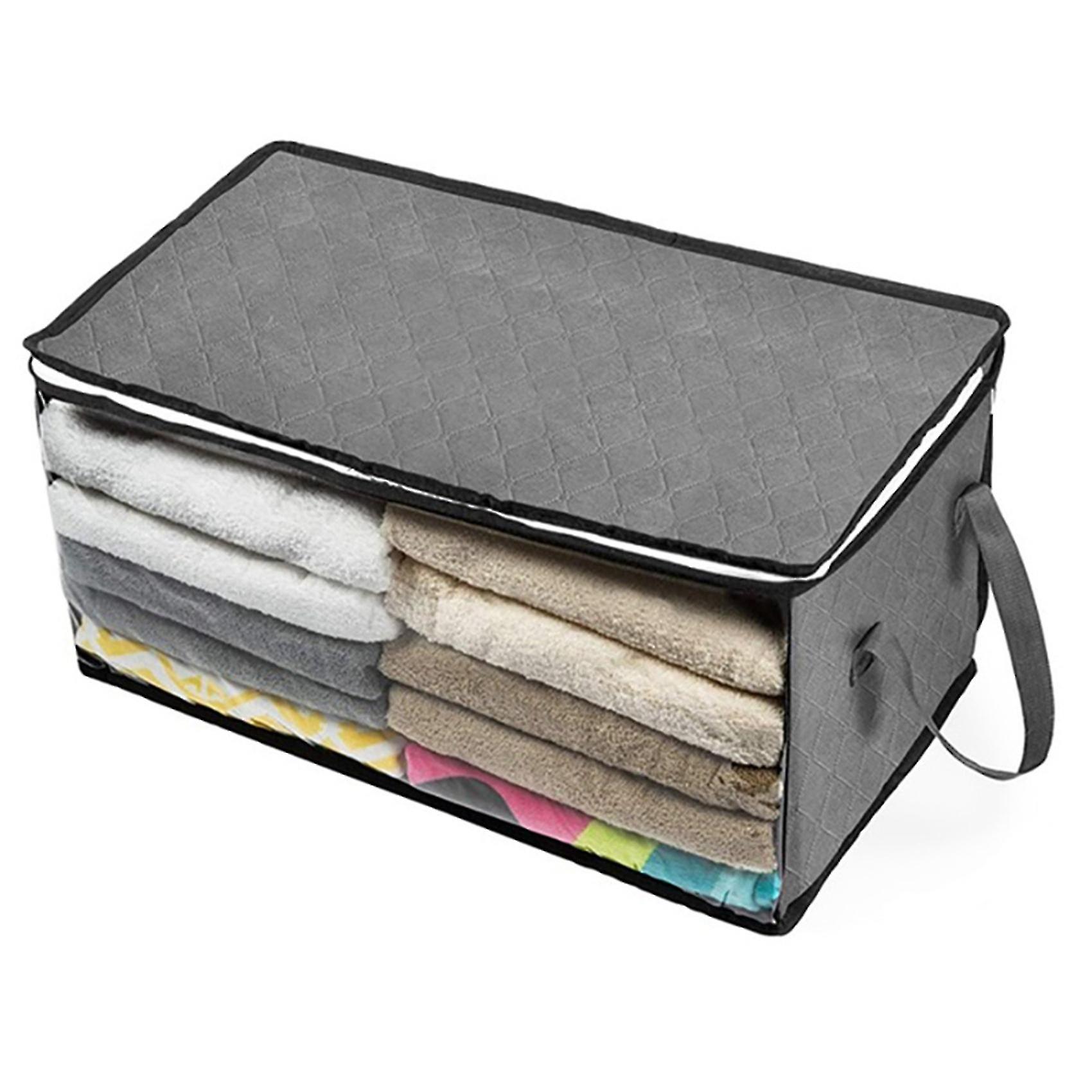 4pcs Quilt Organizer Box Foldable Portable Closet Stackable Bins Non Woven Clothes Storage Blankets