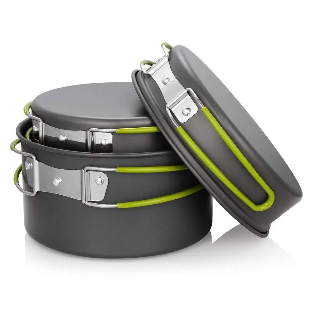 Portable Aluminum Pots for Outdoor BBQ Travel Backpacking Hiking Picnic  Cookset  with Folding Handle