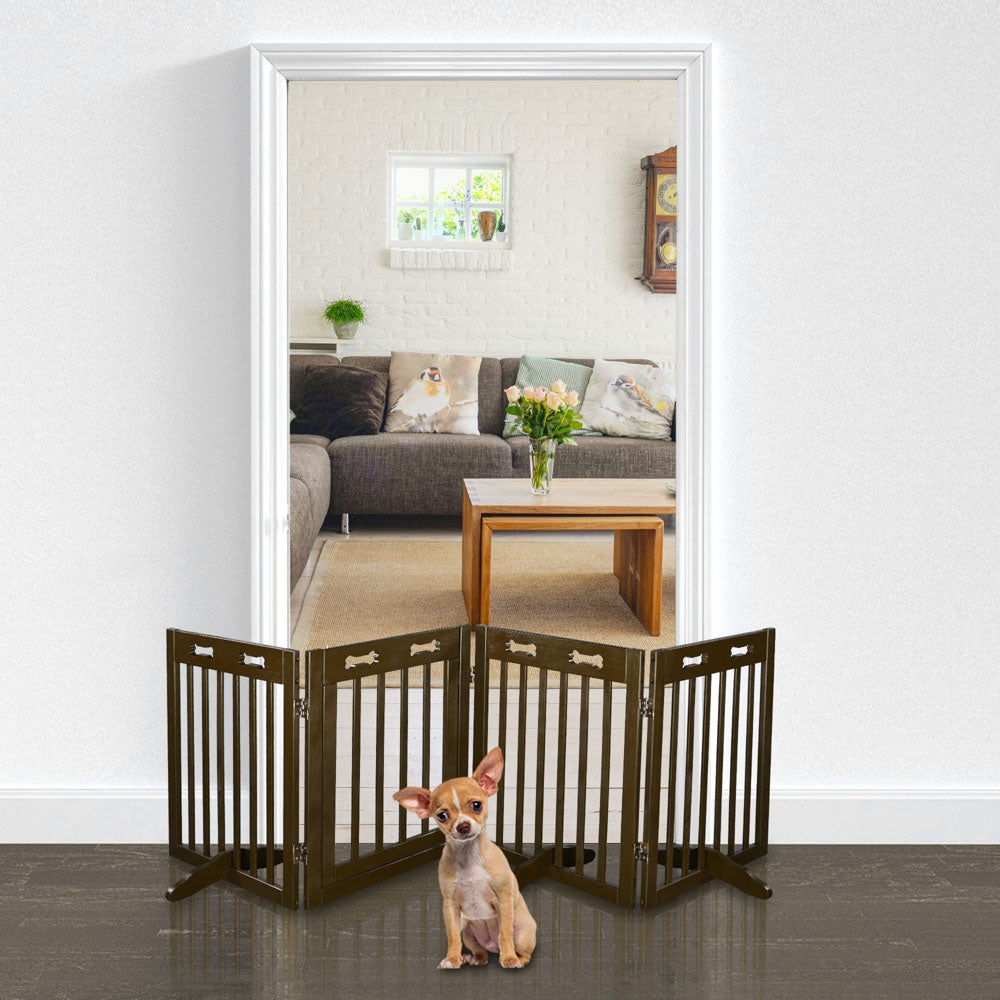 Yescom 4-Panel Folding Wood Pet Gate Grate Baby Barrier 80x24in