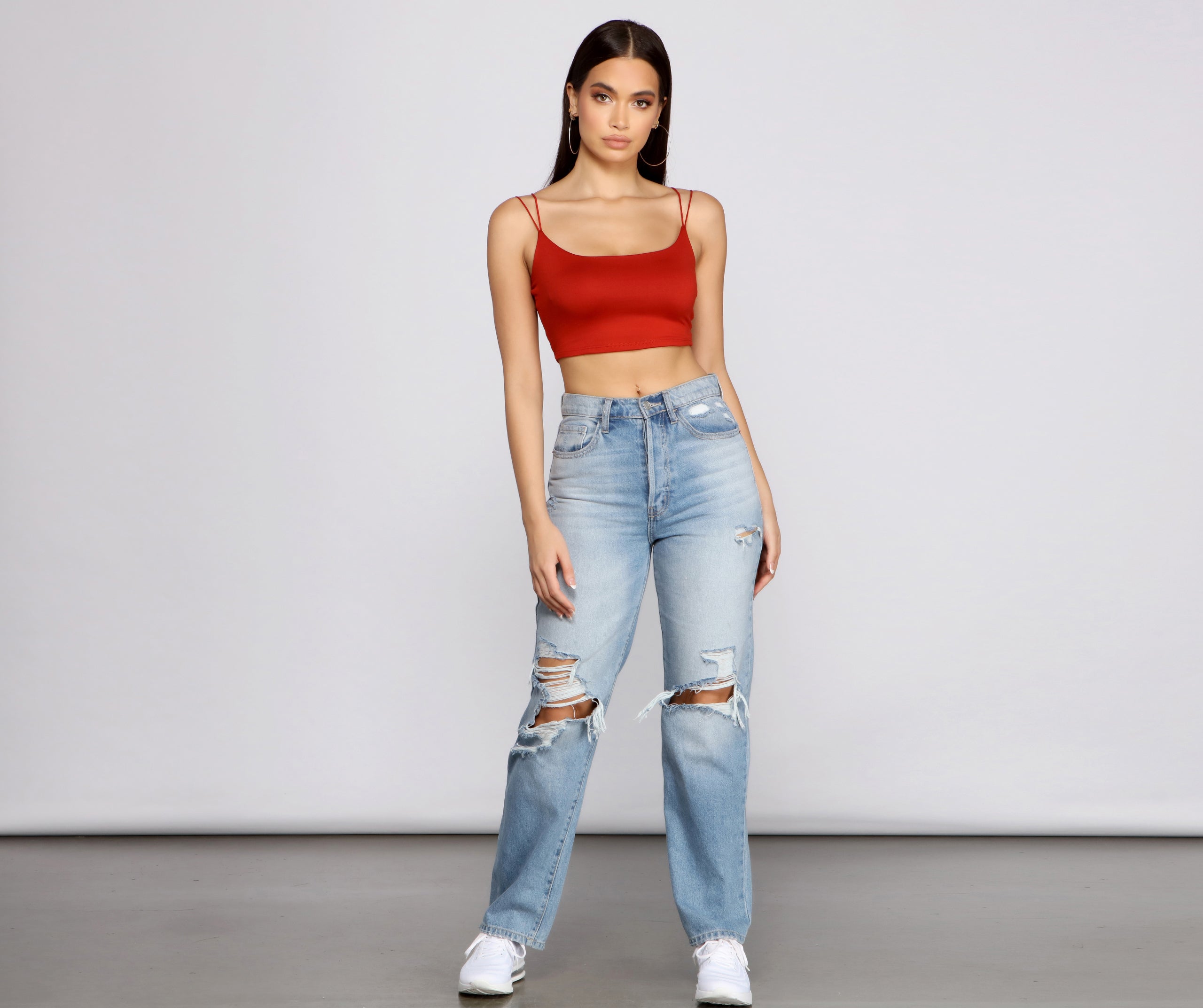 Double Strap Basic Crop Top