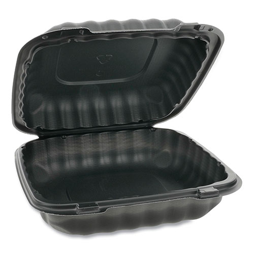 Pactiv EarthChoice SmartLock Microwavable Hinged Lid Containers | 8.31 x 8.35 x 3.1， Black， 200