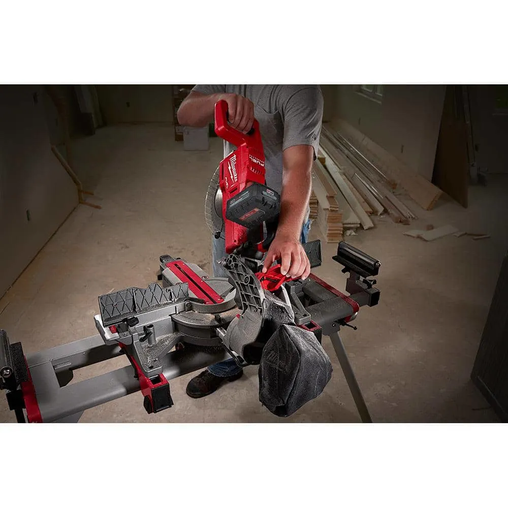 Milwaukee M18 FUEL 18V Lithium-Ion Brushless Cordless 10 in. Dual Bevel Sliding Compound Miter Saw Kit with Miter Saw Stand 2734-21-48-08-0551