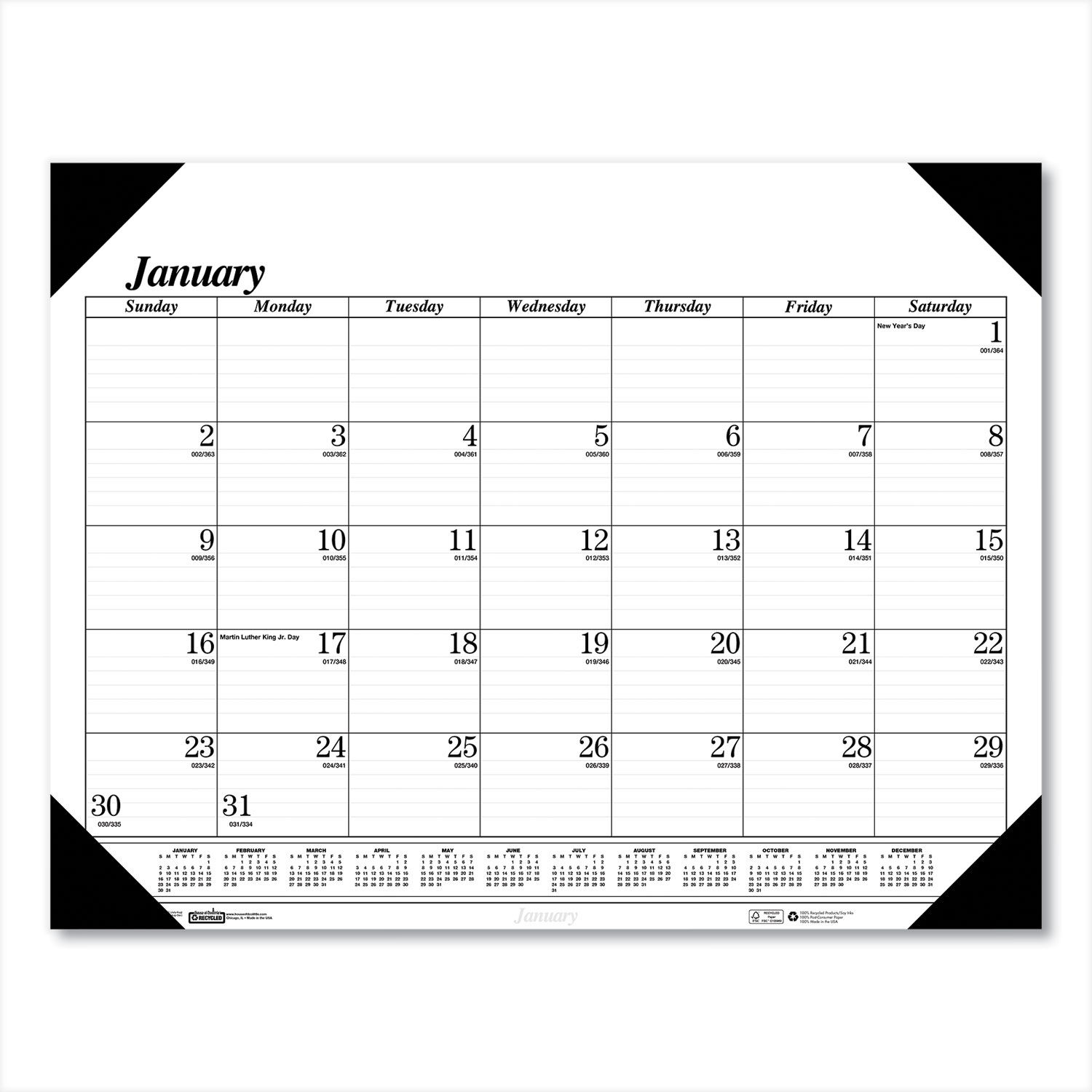 Recycled One-Color Refillable Monthly Desk Pad Calendar by House of Doolittleandtrade; HOD124