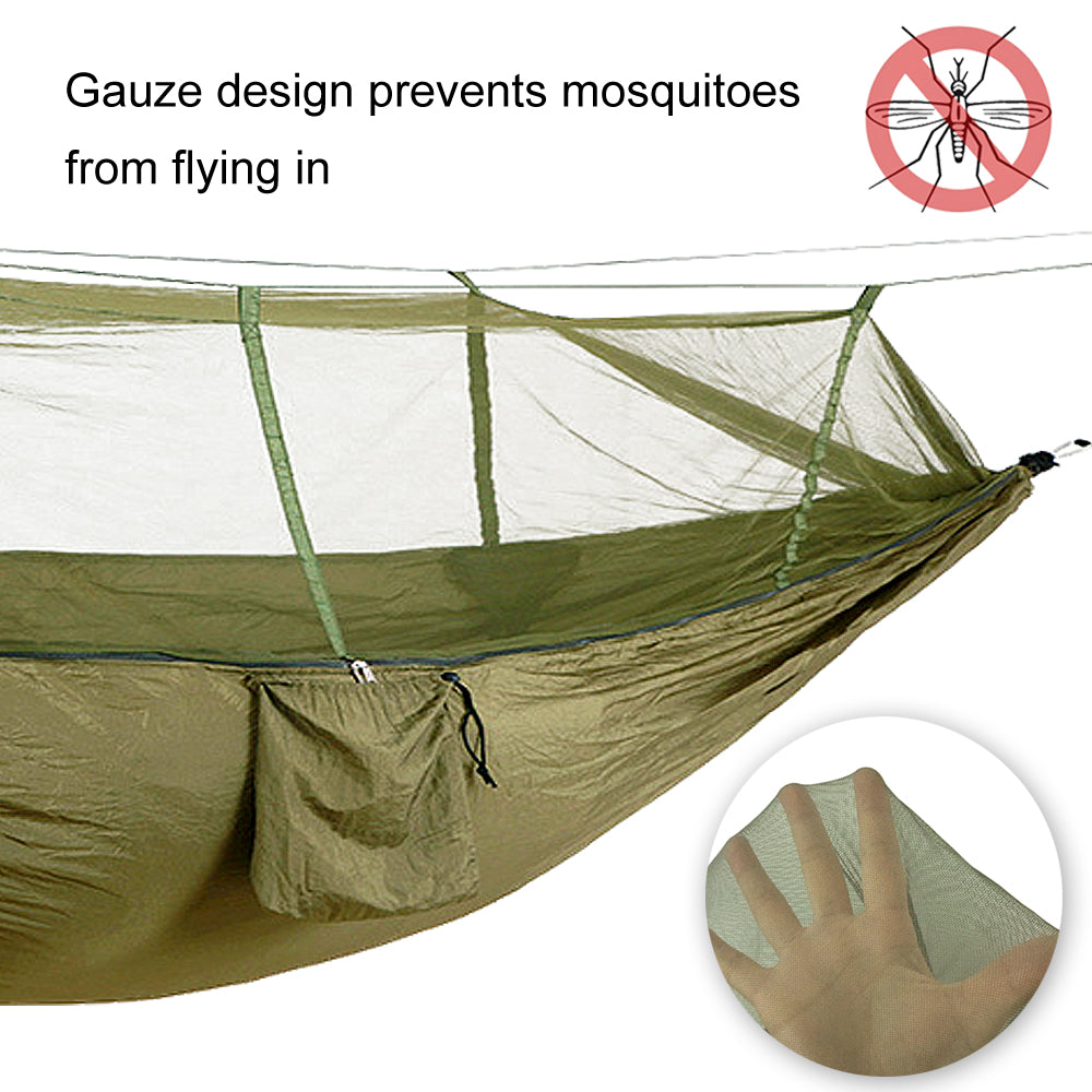 DIDADI 2 IN 1 USE Portable Hammock with Mosquito Net, Double & Single Camping Hammocks, Nylon Hammock Tent for Indoor Backpacking Hiking Travel Backyard Beach