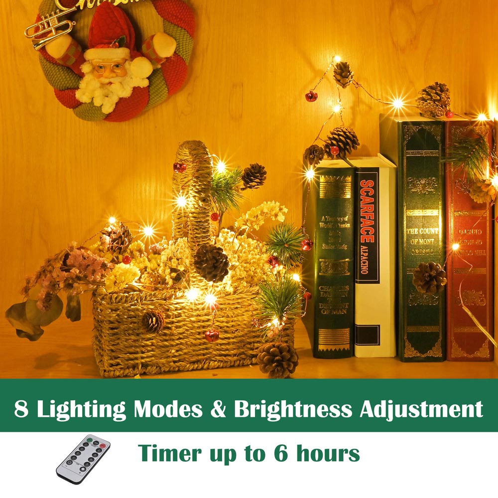 Yescom Pre-lit Christmas Garland with Lights Battery Remote Operated