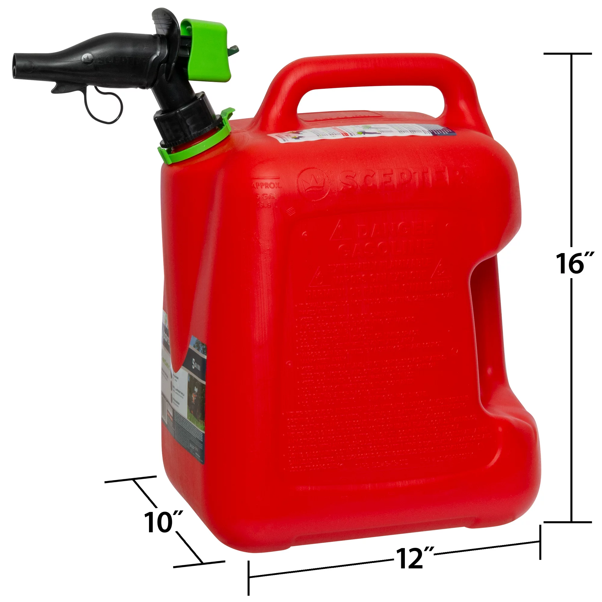 Scepter 5 Gallon SmartControl Gas Can with Rear Handle， FSCG502， Red Fuel Container