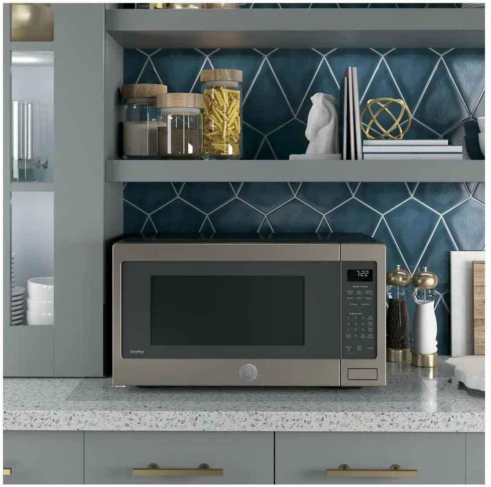 GE Microwave and 30 inch Optional Built-In Trim Kit - Slate