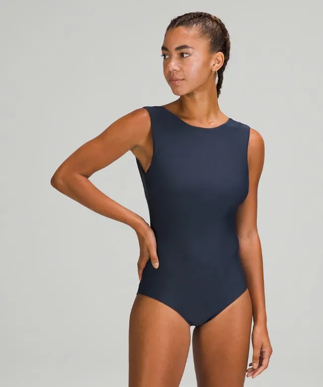 Waterside High-Neck One-Piece Swimsuit Medium Bum Coverage Online Only