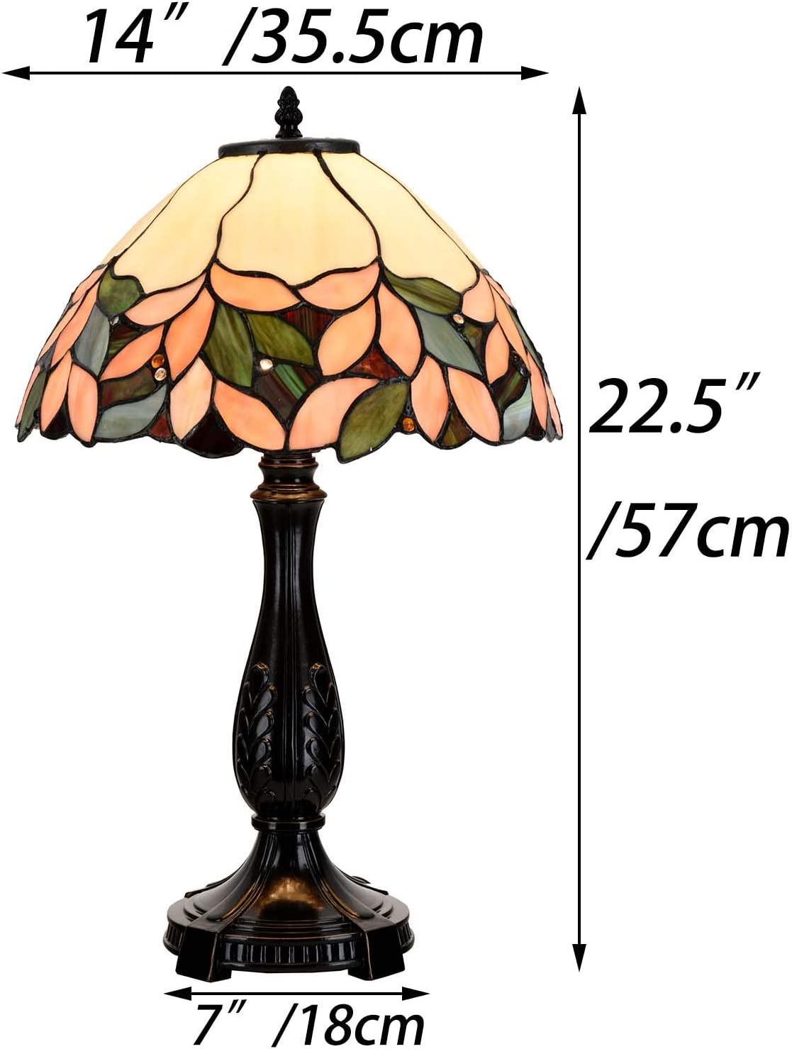 SHADY L10805 Pink Wisteria  Style Stained Glass Table Lamp  14&#34; W x 22.5&#34; H