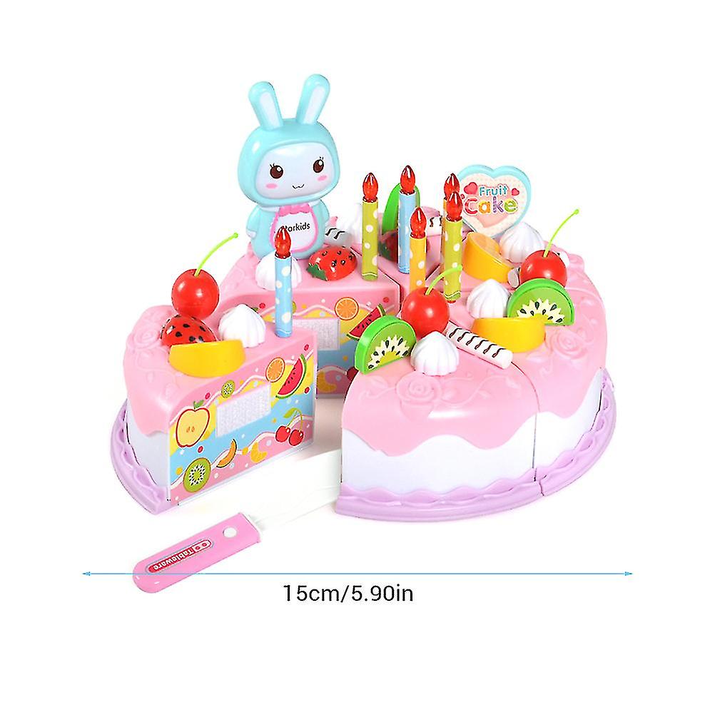 37 pcs DIY Cutting Birthday Party Cake Toy Set Pretend Play Kitchen Food Toys Set Girls Boys Gift