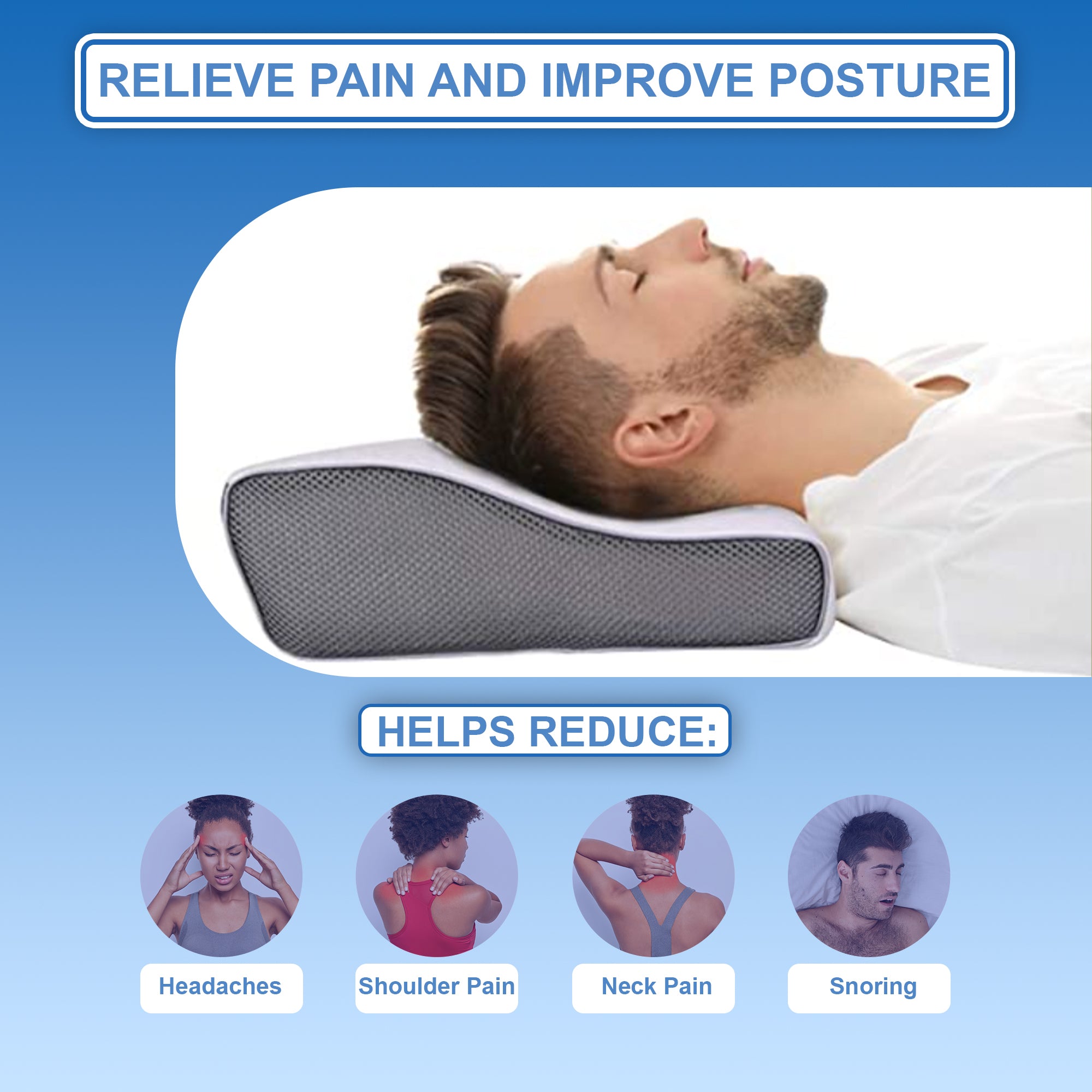 Maxlife Memory Foam Contoured Cervical Pillow - Orthopedic Pillows for Neck Pain
