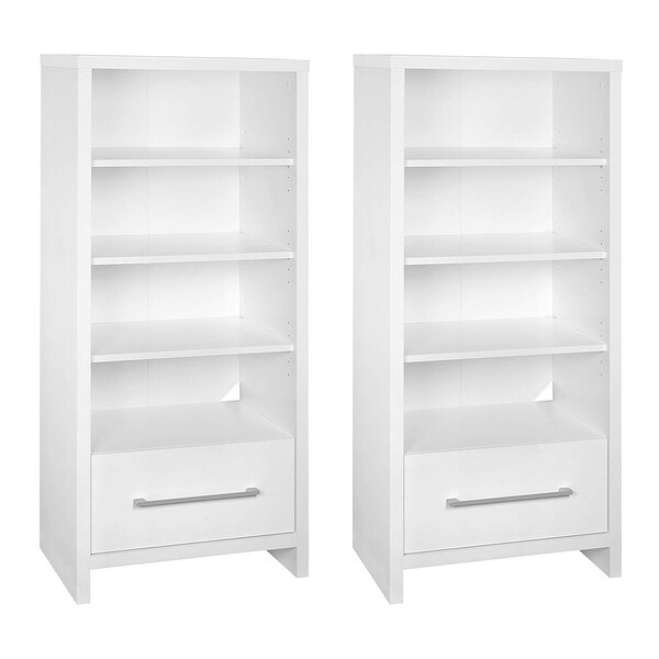 ClosetMaid 165100 Decorative Storage Tower Bookcase with Drawer， White (2 Pack) - 130 - - 36036526