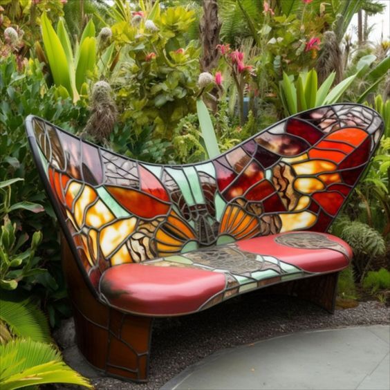 💝LAST DAY 70% OFF🔥Garden art iron&Stained Glass Butterfly Benches