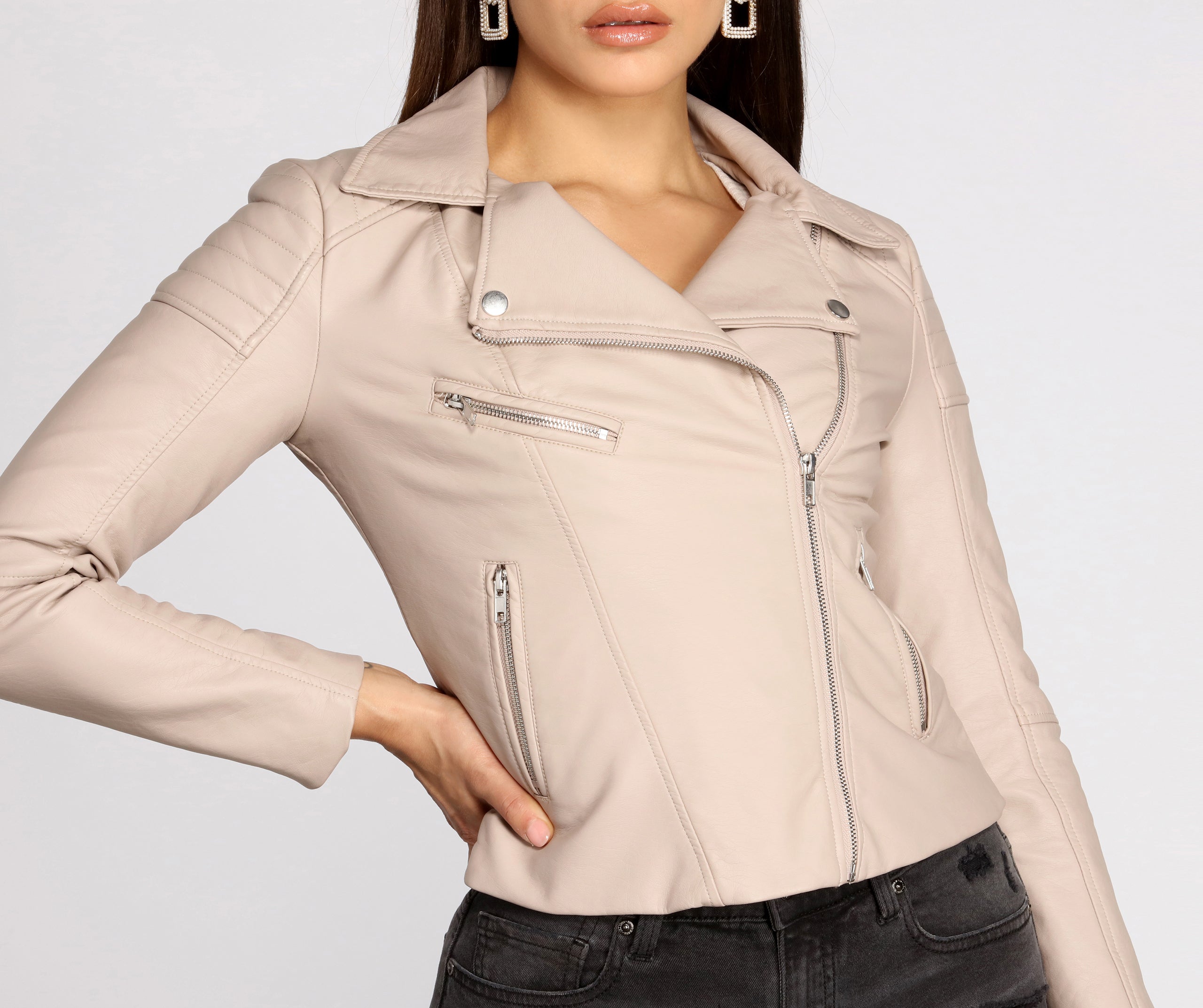 Asymmetric Zip Faux Leather Jacket