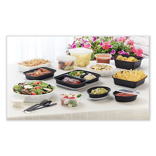 Pactiv Newspring VERSAtainer Microwavable Containers | Oval， 8 oz， 5.7 x 4 x 1.45， Black