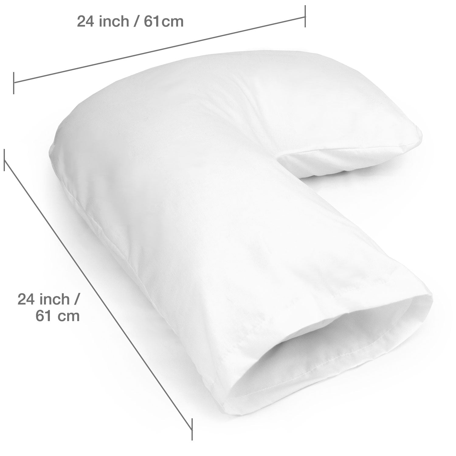 DMI U Shaped Polyester Contour Body Pillow Great for Side Sleeping, Neck Pain, Cervical Support & Pregnancy, Hypoallergenic With Machine Washable Cover