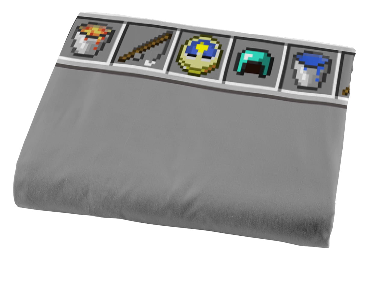 Minecraft Kids 4 Pieces Green Bed-in-a-Bag, 100% Microfiber, Gaming Bedding, Full