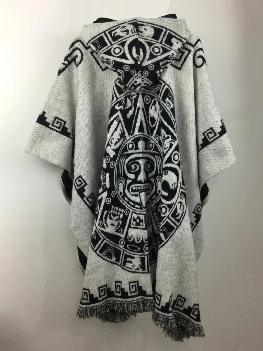 Men's Ethnic Geometric Printed Hooded Cloak