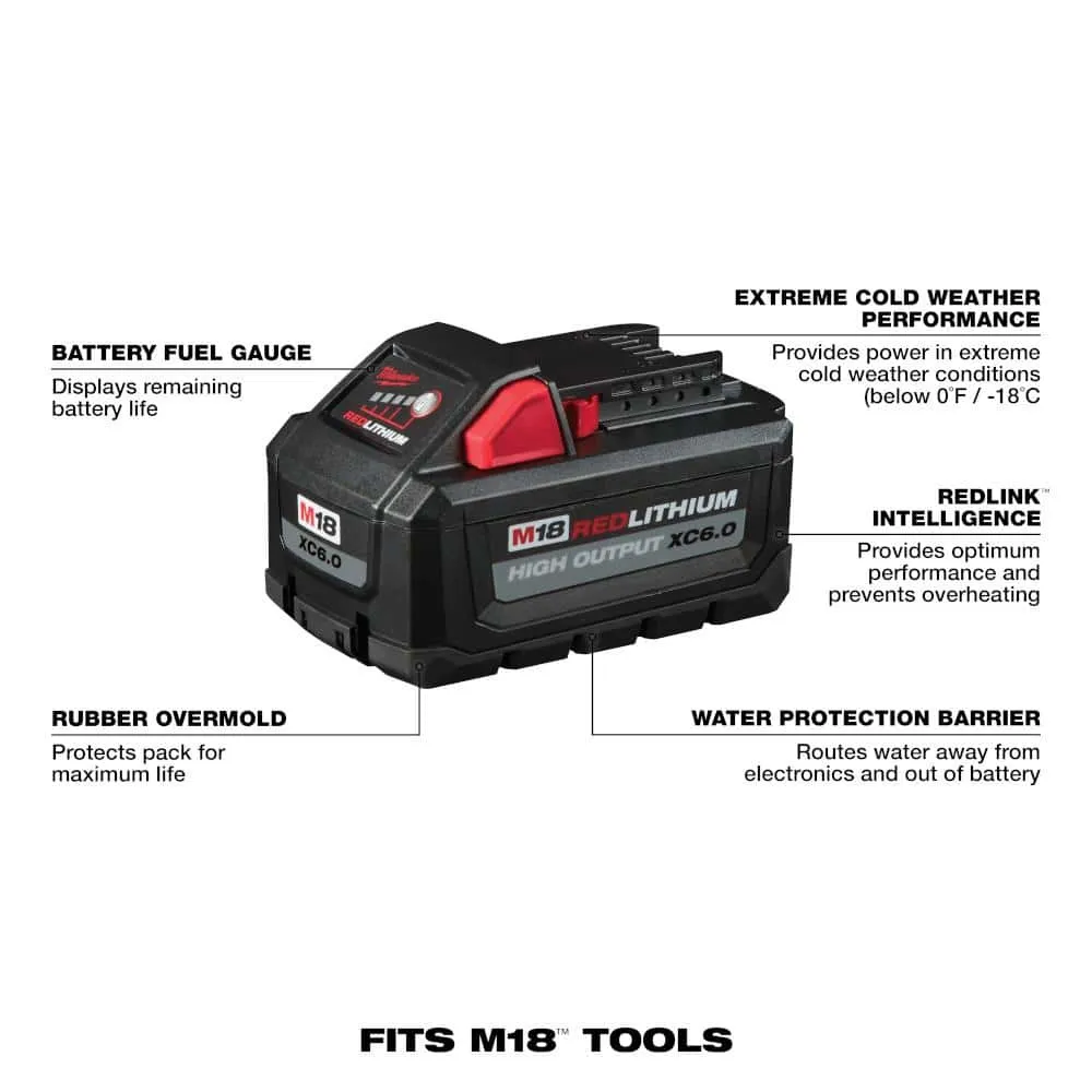Milwaukee M18 18-Volt Lithium-Ion High Output 6.0Ah Battery Pack (2-Pack) 48-11-1862