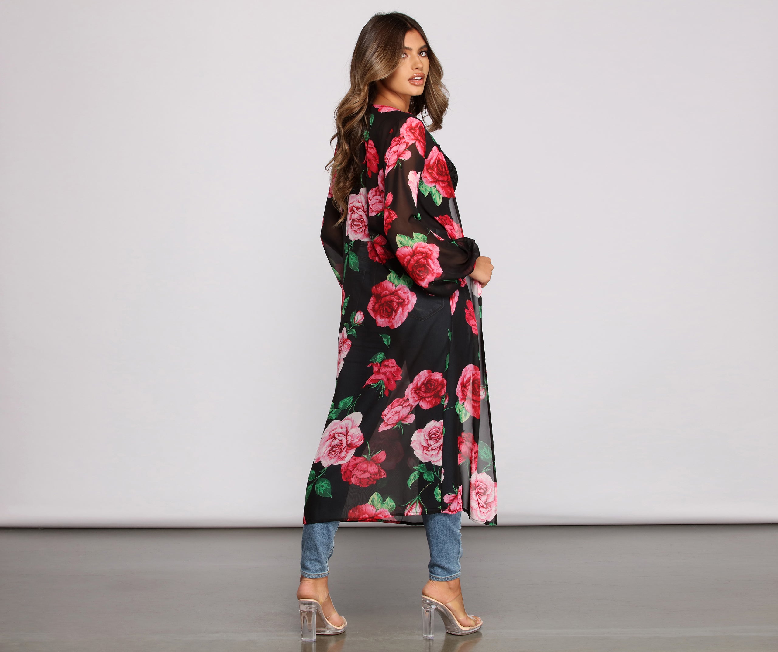 Romantic Vibes Rose Printed Duster