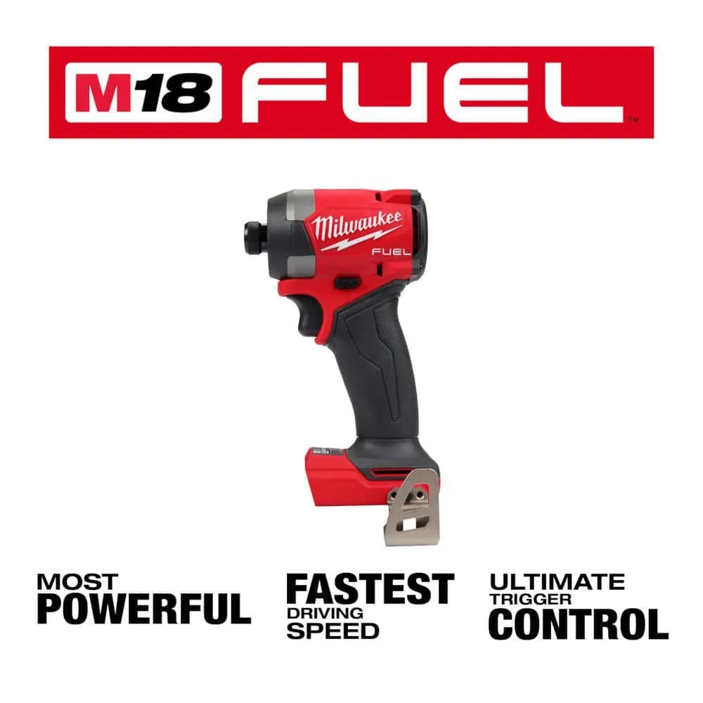 Milwaukee M18 FUEL 18V Brushless Cordless 1/4 in. Hex Impact Driver (Tool-Only) W/SHOCKWAVE Titanium Drill Bit Set (15-Piece) 2953-20-48-89-4630