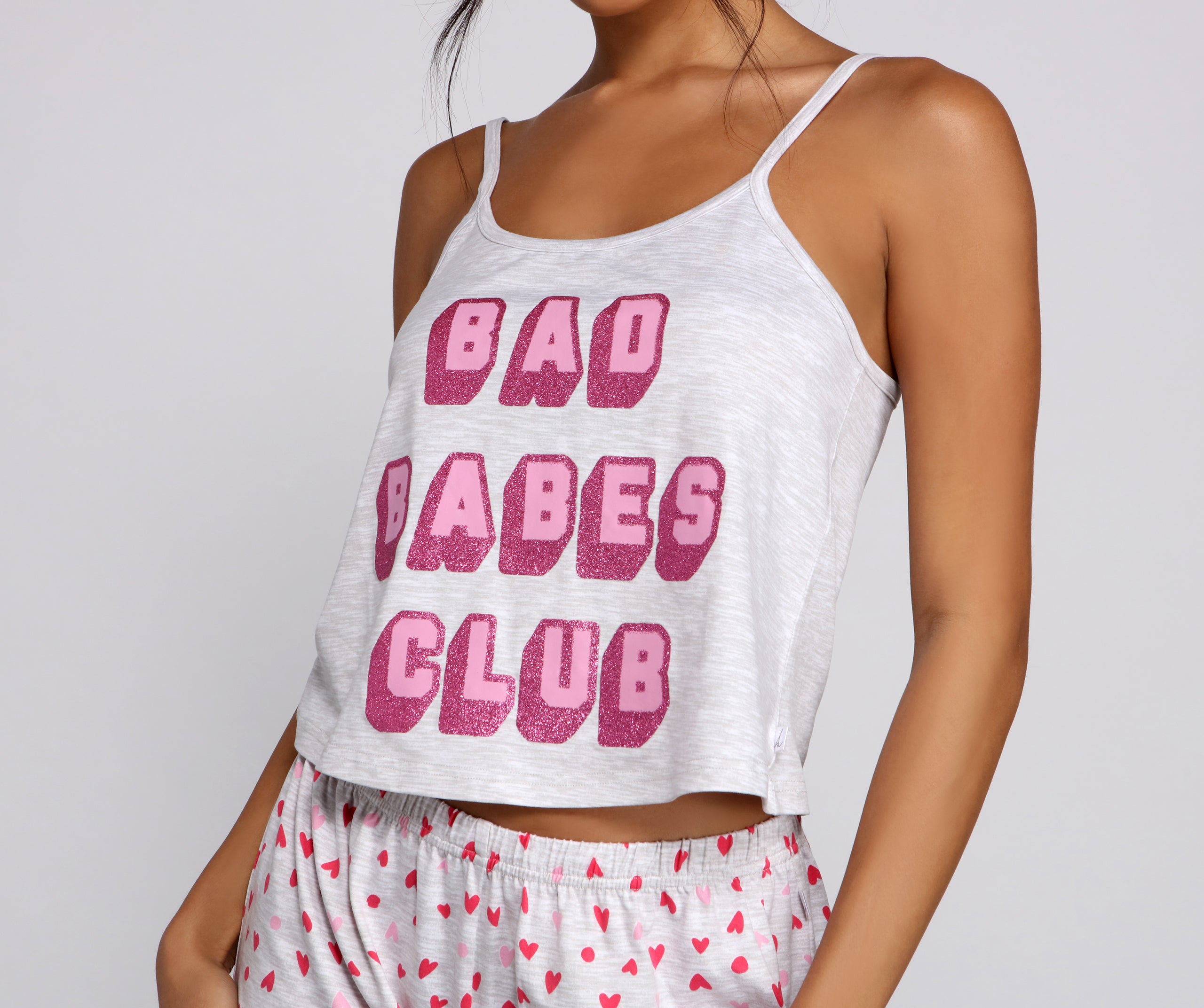 Bad Babes Club Tank With Shorts And Scrunchie Set