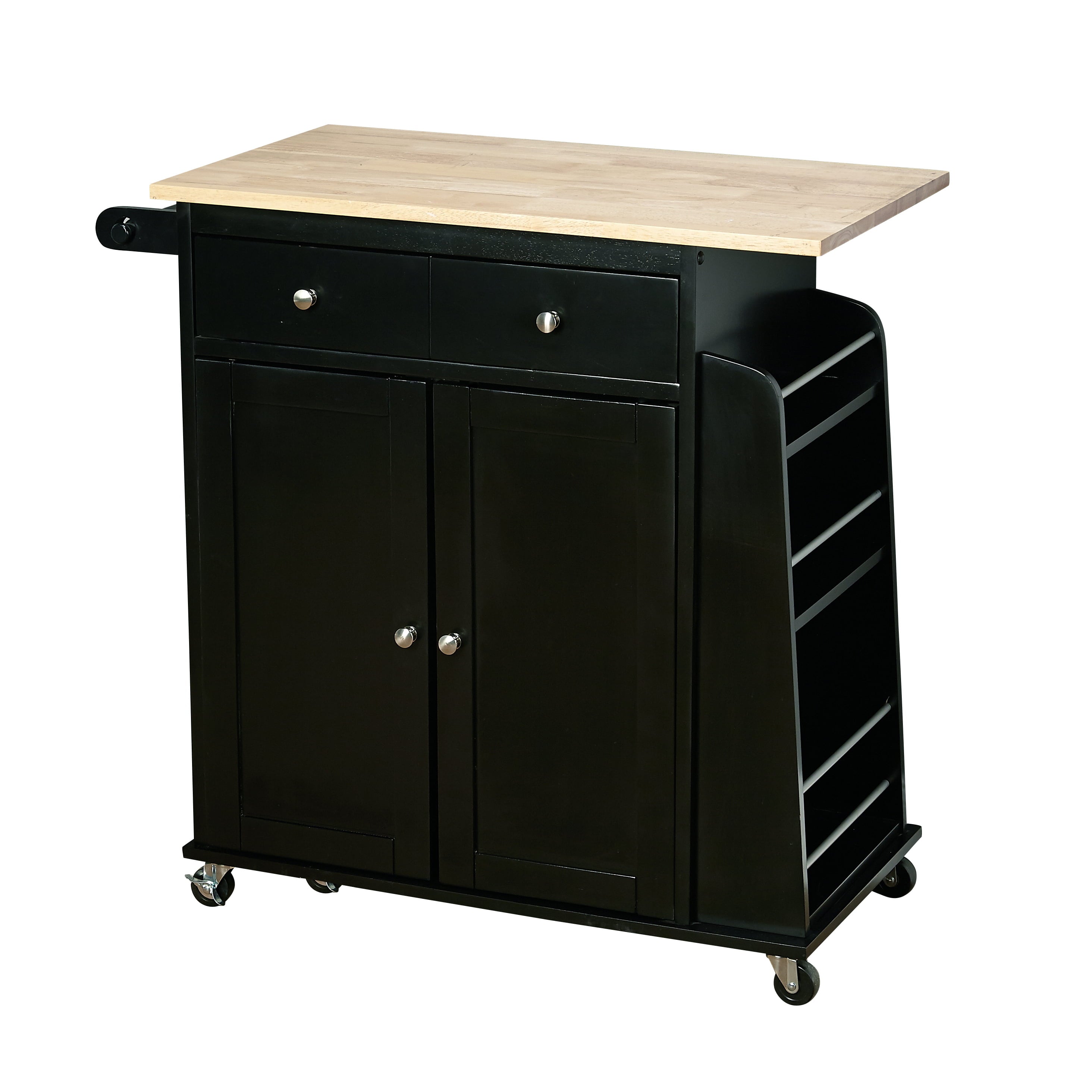 TMS Sonoma Wood Composite Kitchen Cart， Black