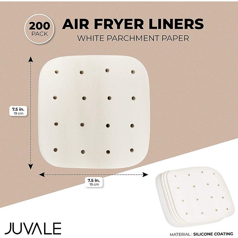 200 Pack Air Fryer Sheet Liners， White Parchment Paper Squares (7.5 x 7.5 In)