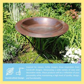 ACHLA DESIGNS 24 in. Dia Antique Copper Plated Large Brass Classic Birdbath with Shallow Rimmed Bowl CBB-01