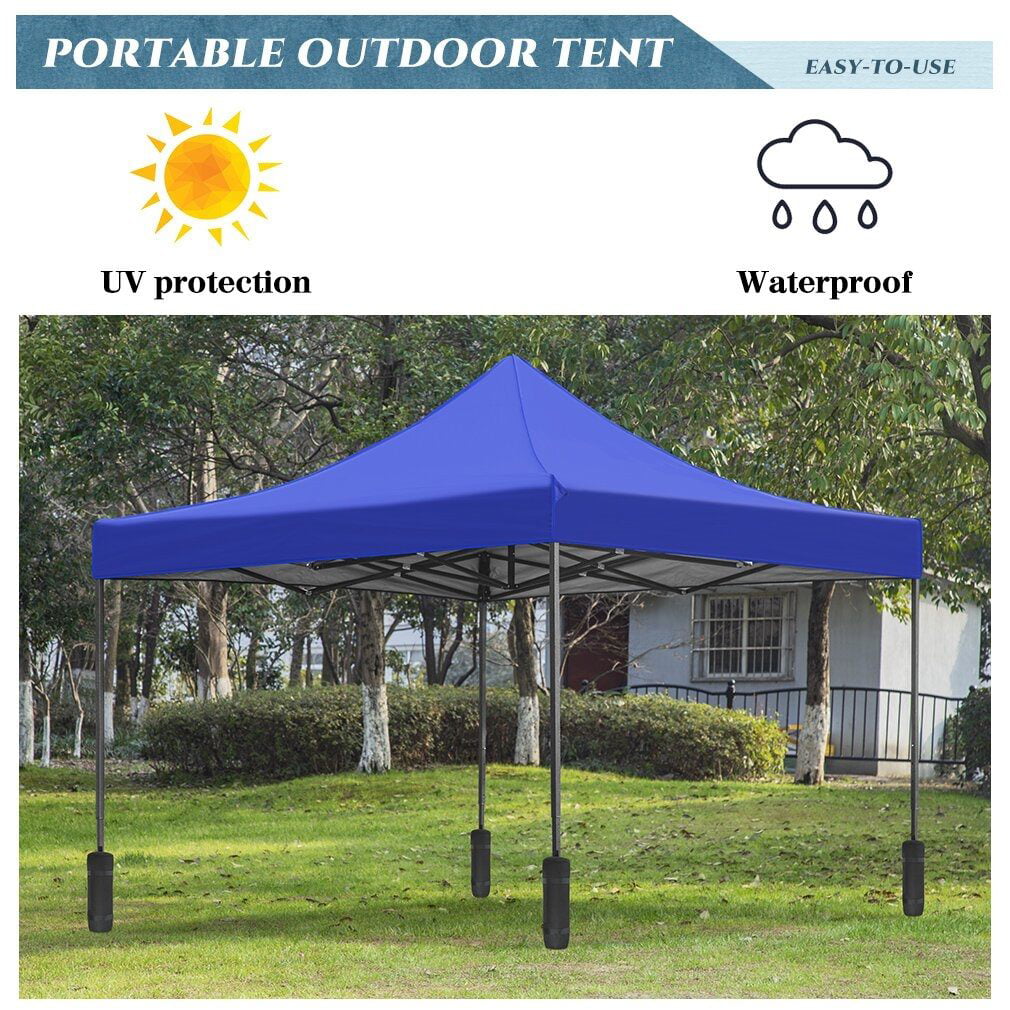 YRLLENSDAN 10x10 Pop Up Canopy Tent for Outside, Waterproof Outdoor Tent Canopy Beach Canopy Tents for Party UV Protection Straight Leg Shade Canopy, Blue